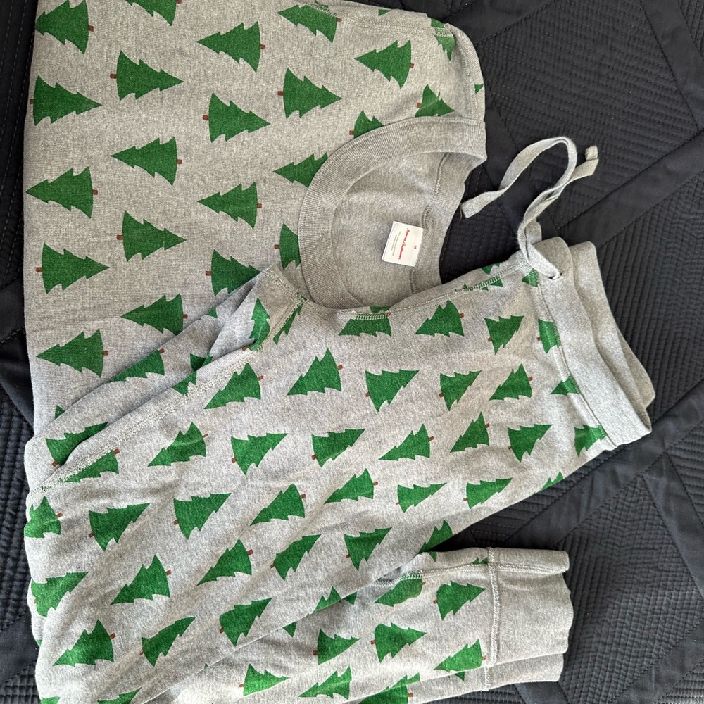 Gray and Green Tree Print Pajama Set
